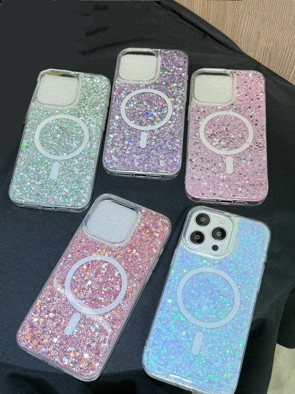 Funda MagSafe Transparente con Glitter para iPhone 14 Pro Max