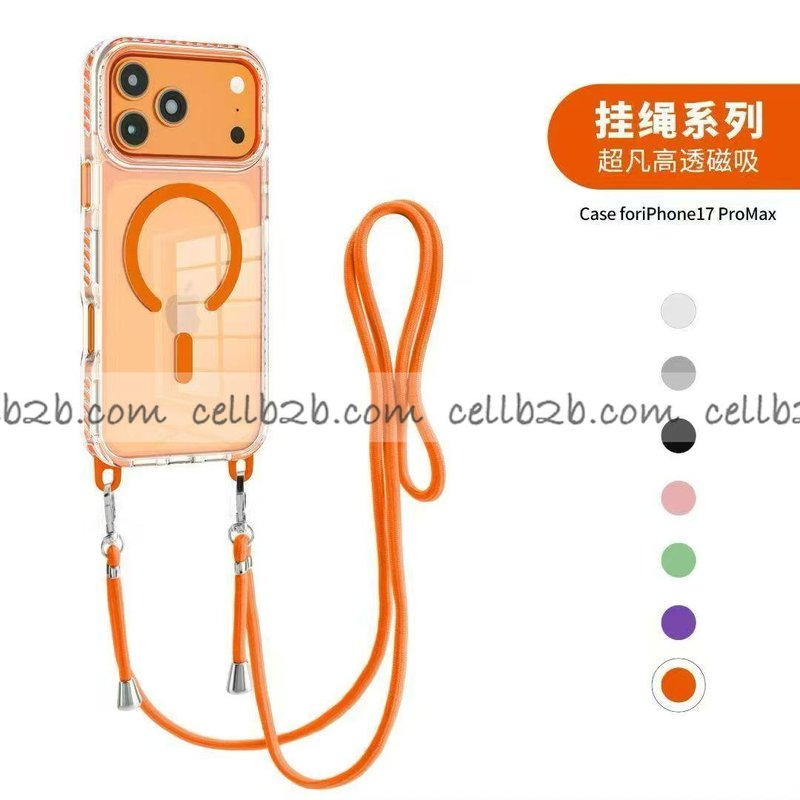 Funda Magsafe Transparente Antiarañazos C2 con Cuerda para iPhone 17 Pro