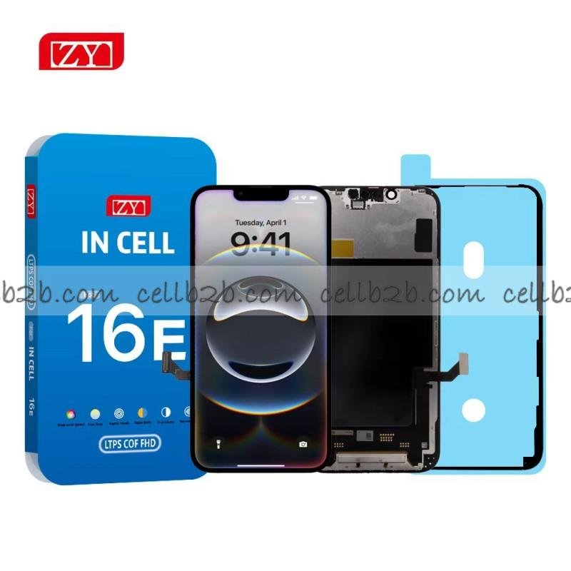 Pantalla iPhone 16E ZY FHD-COF 1080p INCELL LCD+Táctil Negra Completa (Control IC Reemplazable)