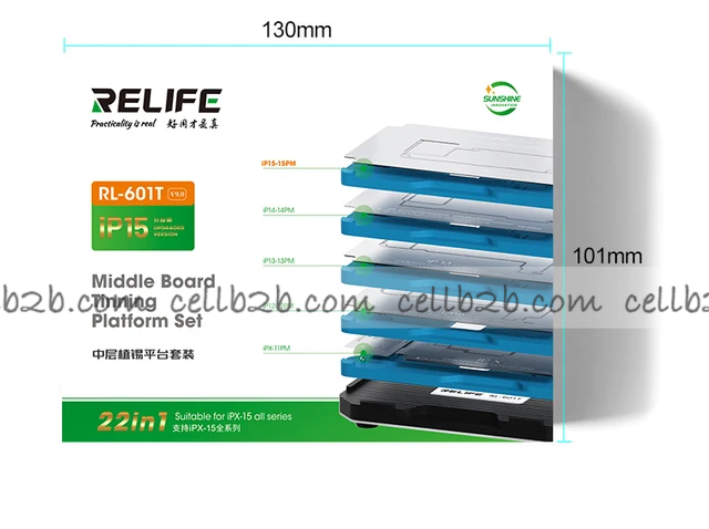 RELIFE RL-601T 22 en 1 Plataforma de Plantación de Estaño de Capa Media para iPhone X ~ 15 Pro Max