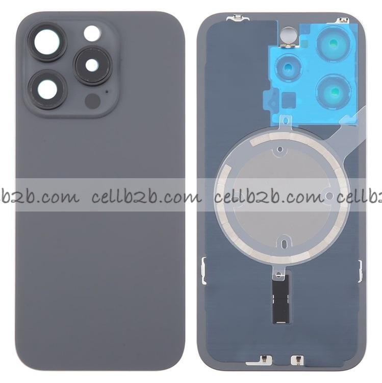 Tapa Trasera Cristal con Soporte para iPhone 16 Pro Max Negra