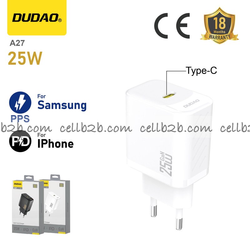 *Cargador de 25W compatible con Samsung PPS y Apple PD, color blanco – DUDAO A27