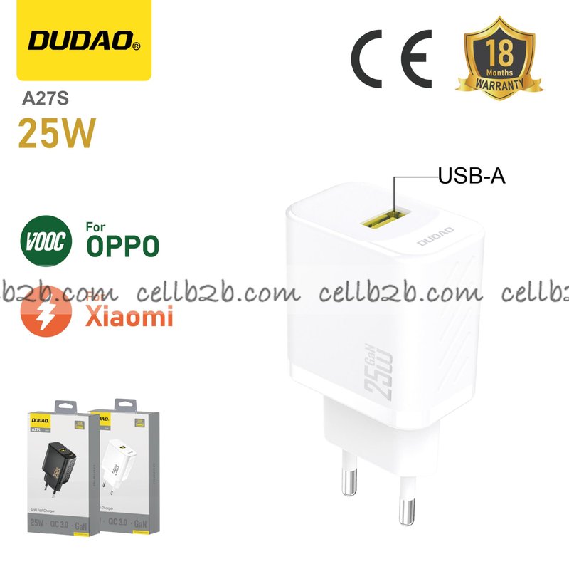 *Cargador USB 25 W, compatible con OPPO y Xiaomi, blanco – DUDAO A27S