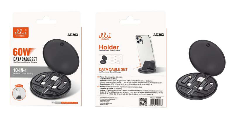 Ellietech AD303 Set de Cable de Dato 10 en 1