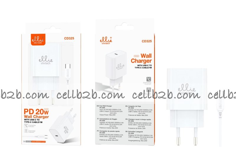 Ellietech CD325 Cargador Tipo C con Cable Tipo C
