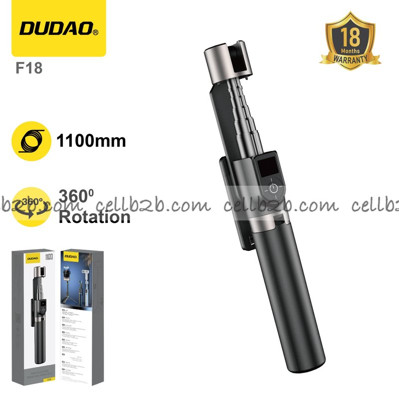 *Palo selfie Bluetooth con trípode, estabilizador 2 en 1 con control remoto desmontable y extensión de 110cm compatible con iPhone y Android – DUDAO F18