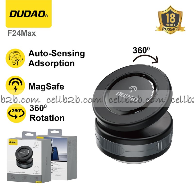 *Soporte Magnético para Coche con Ventosa Eléctrica, Carga Inalámbrica 15W, Rotación 360°, Imán Potente, Uso con Una Mano - DUDAO F24 Max