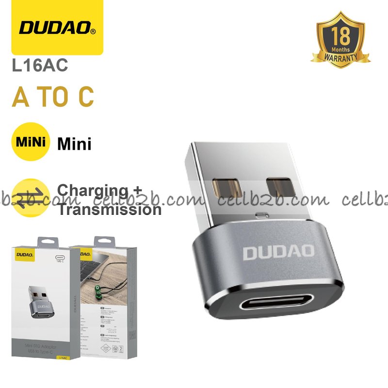 *Adaptador USB-A a Type-C, Plug & Play, Carga y Transmisión Estables-DUDAO L16AC