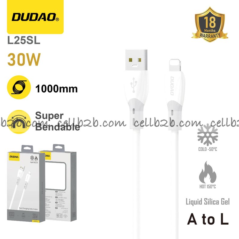 *Cable Lightning de Carga Rápida Blanco - DUDAO L25SL 1m