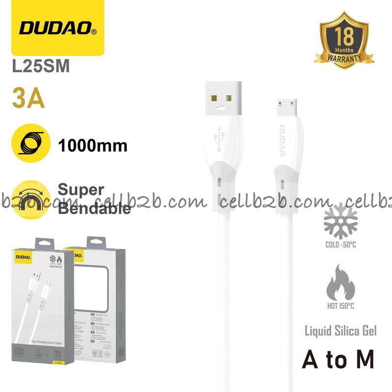 *Cable Micro USB de Carga Rápida Blanco - DUDAO L25SM 1m