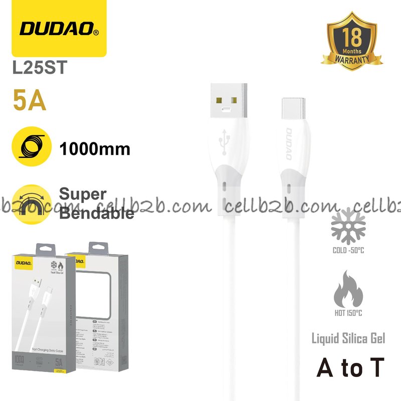 *Cable Type-C de Carga Rápida Blanco - DUDAO L25ST 1m