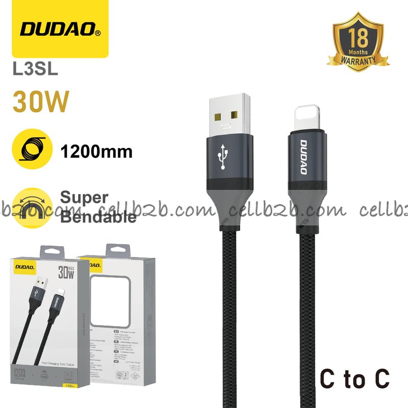 *Cable Lightning 3A, estable y resistente Negro – DUDAO L3SL