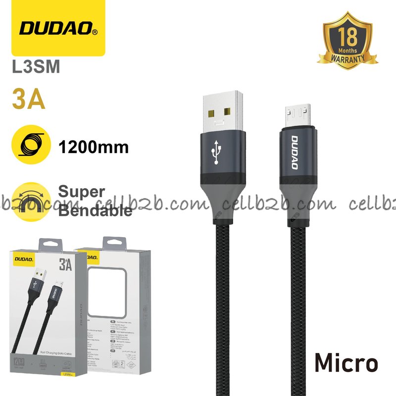 *Cable Micro USB 3A, anti-enredos y duradero – DUDAO L3SM