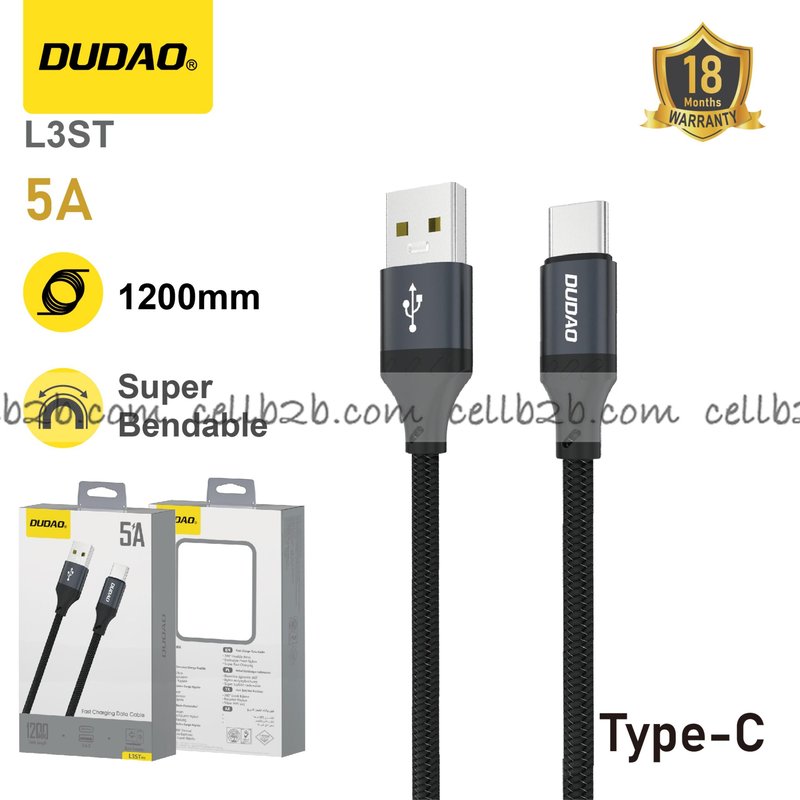 *Cable USB-C 5A, resistente y flexible – DUDAO L3ST 1.2m