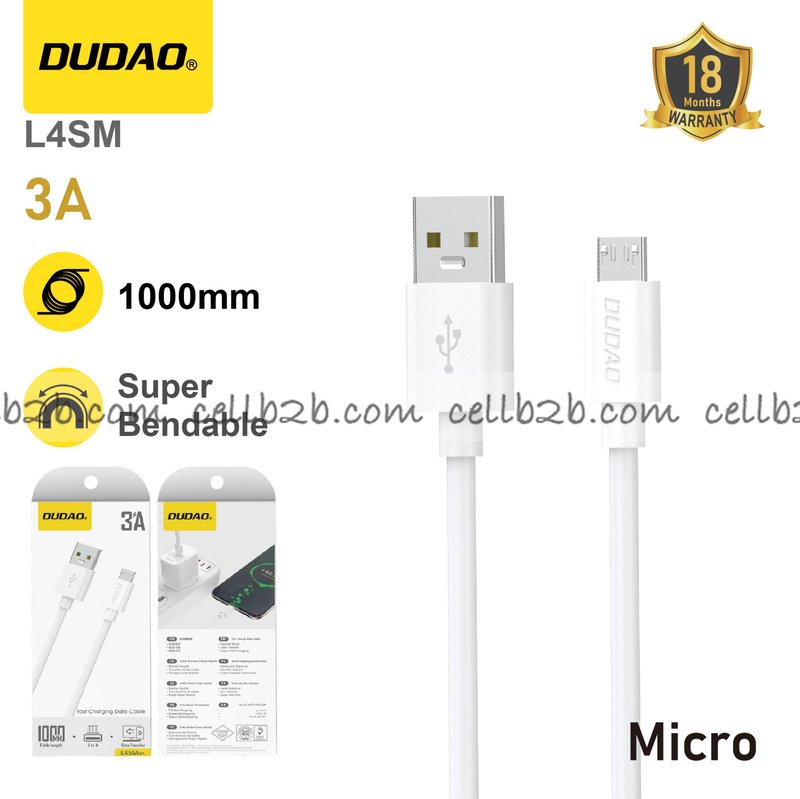 *Cable Micro USB 3A, 1m, ligero y portátil – DUDAO L4SM
