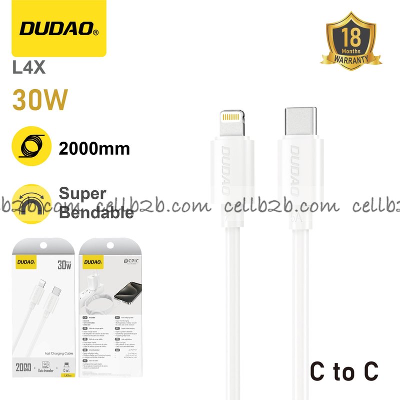 *Cable USB-C a Lightning 30W, flexible y resistente – DUDAO L4X