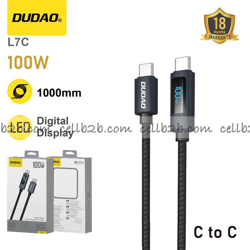 *Cable USB-C 100W con pantalla digital y gestión inteligente – DUDAO L7C