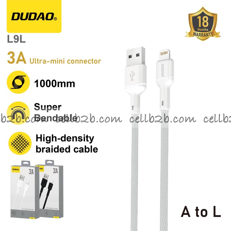 *Cable Lightning de Carga Rápida 3A Blanco - DUDAO L9L 1m
