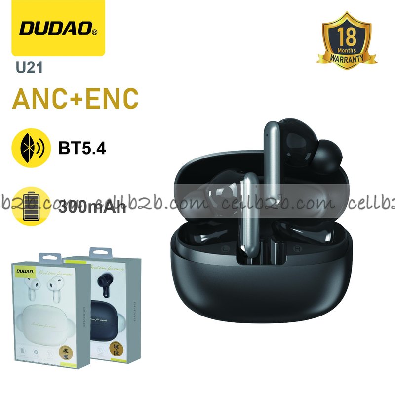 *Auriculares Inalámbricos Bluetooth 5.4 con ANC y ENC Negro - DUDAO U21