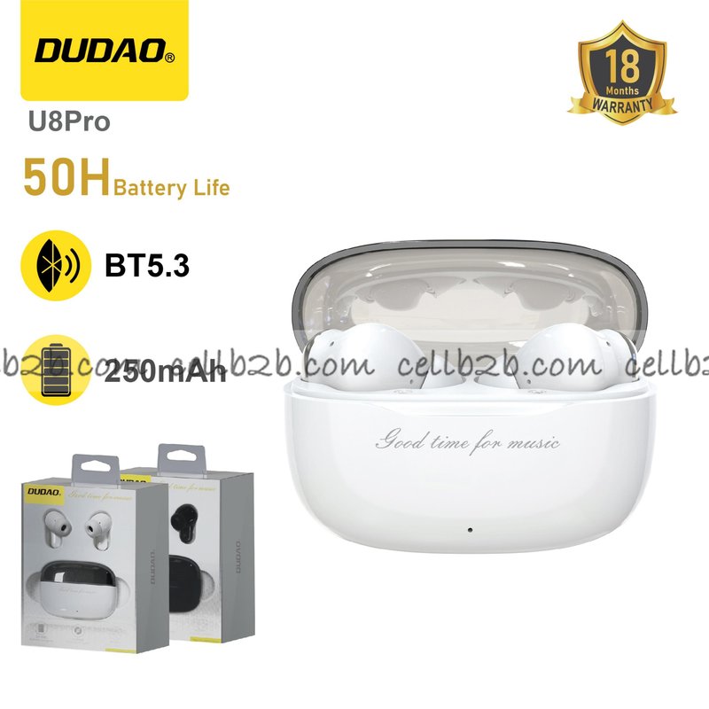 *Driver 13mm intraaural, Bluetooth 5.3 baja latencia, 50h  blanco – DUDAO U8PRO