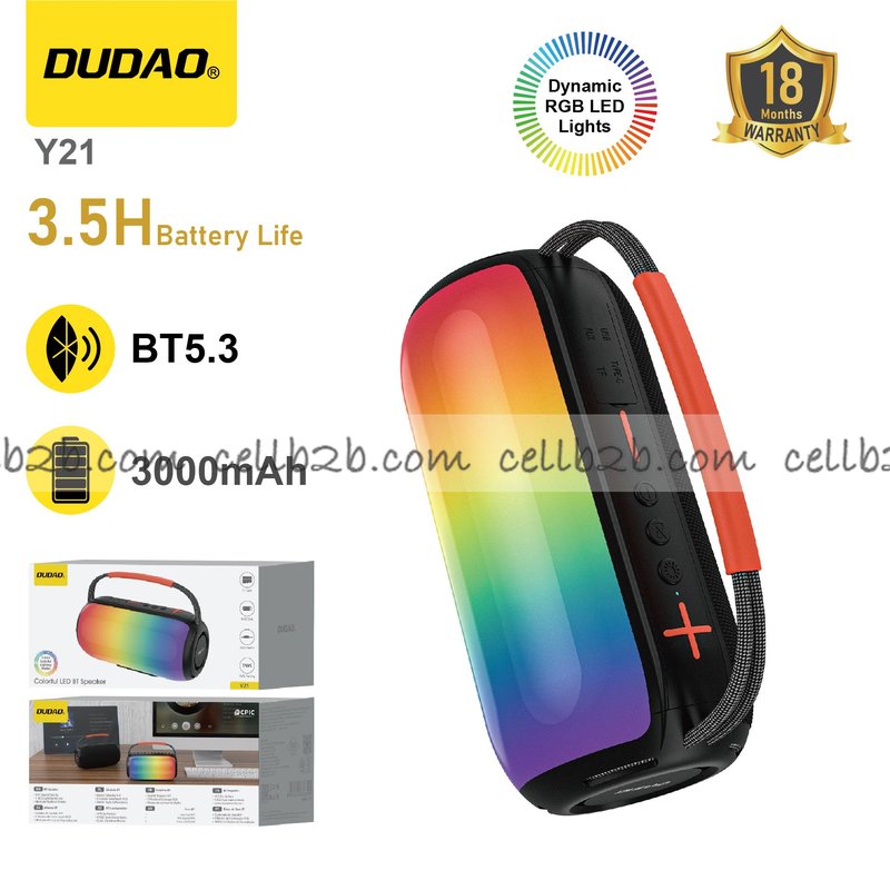 *Altavoz Bluetooth LED Multicolor, Múltiples Modos de Reproducción, Sonido Potente, Larga Duración-DUDAO Y21