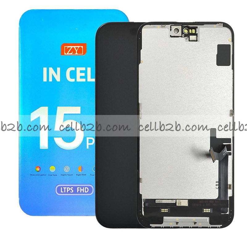 Pantalla iPhone 15 Plus ZY FHD-COF 1080p INCELL LCD+Táctil Negra Completa (Control IC Reemplazable)