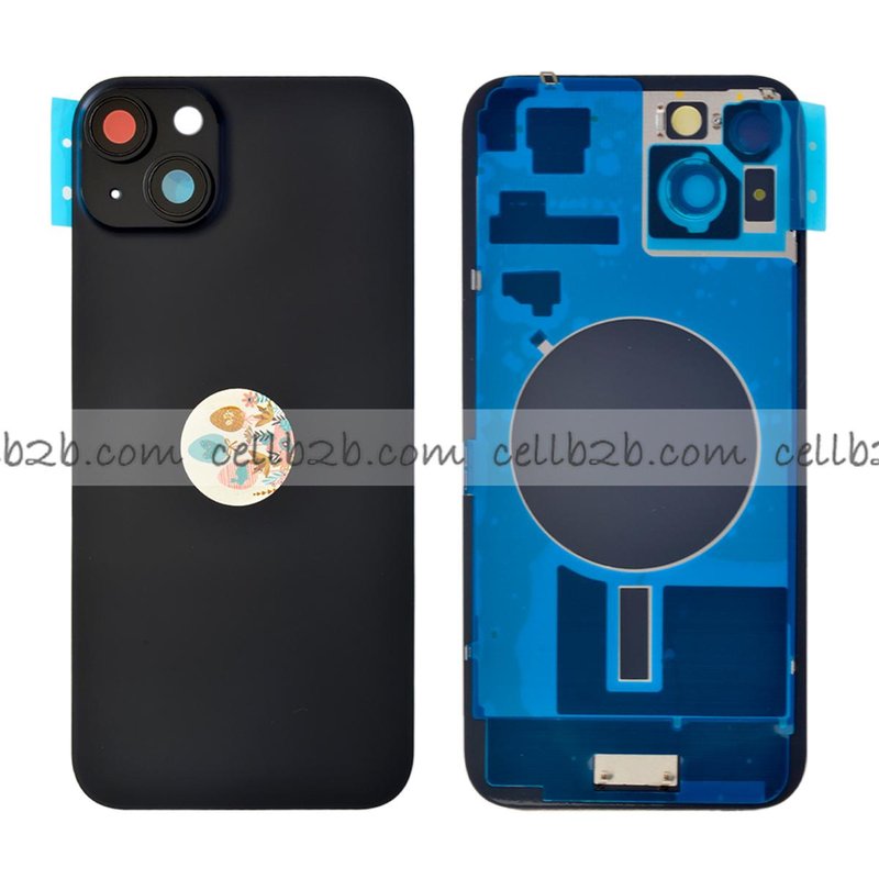 Tapa Trasera Cristal con Soporte para iPhone 15 Plus Negra