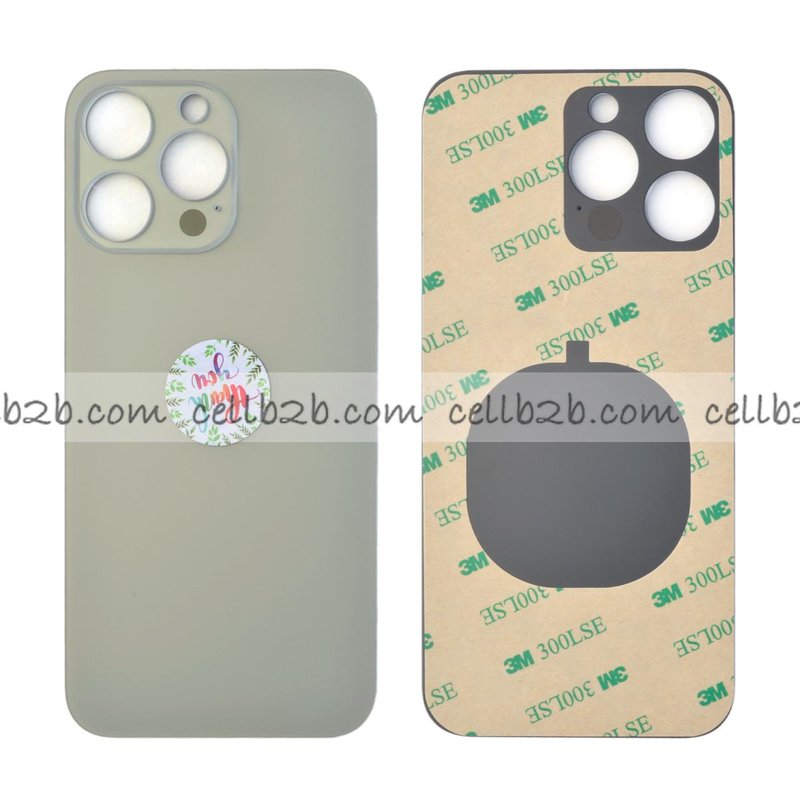 Tapa Trasera Cristal para iPhone 15 Pro Max Titanio Natural