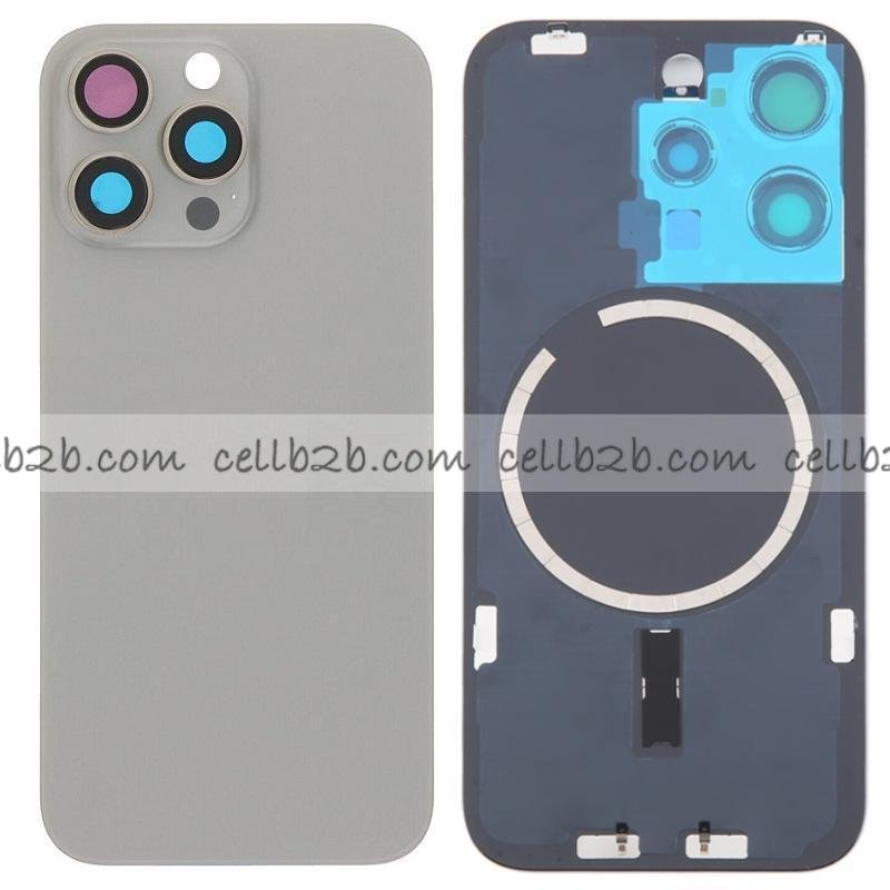 Tapa Trasera Cristal con Soporte para iPhone 16 Pro Max Titanic Natural