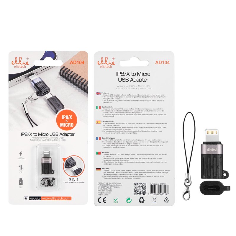 Ellietech AD104 Adaptador Lightning a Micro