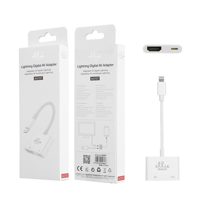 AD107 HDMI Para iPhone / Lighting Digital AV a HDTVellietech