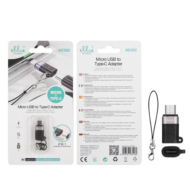 Ellietech AD302 Adaptador Micro USB a Tipo C
