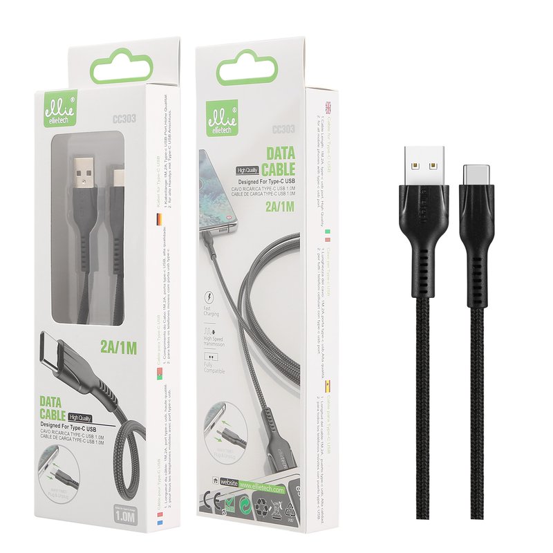 Ellietech CC303 Cable de Dato Tipo C 2A 1M