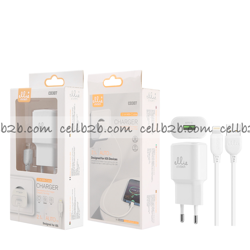 Ellietech CD307 Cargador de Casa con Cable Lightning 1USB 1M