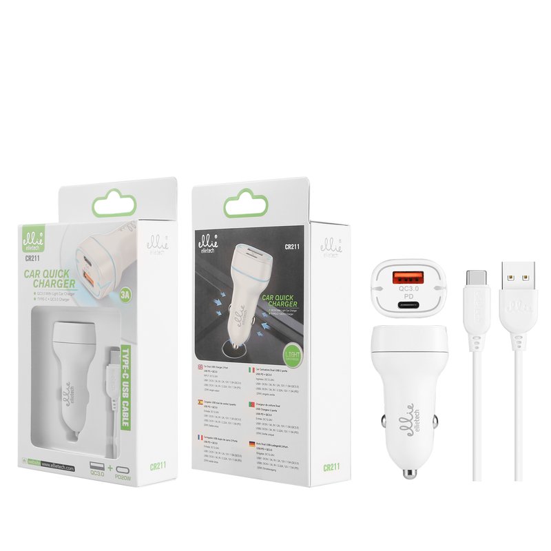 Ellietech CR211 Cargador para Coche Tipo C 20W