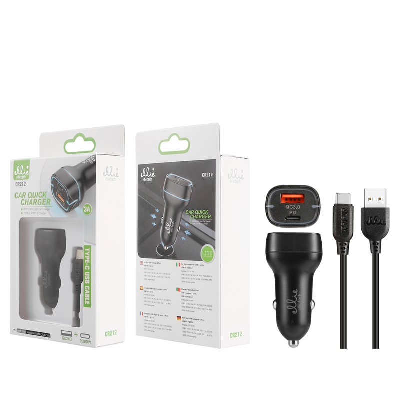 Ellietech CR212 Cargador para Coche Tipo C 20W