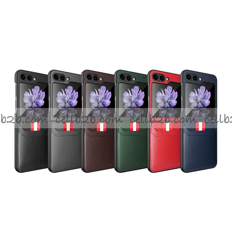 Funda de piel con Tarjetero para Samsung Z Flip 6 / Z Flip 7 FE