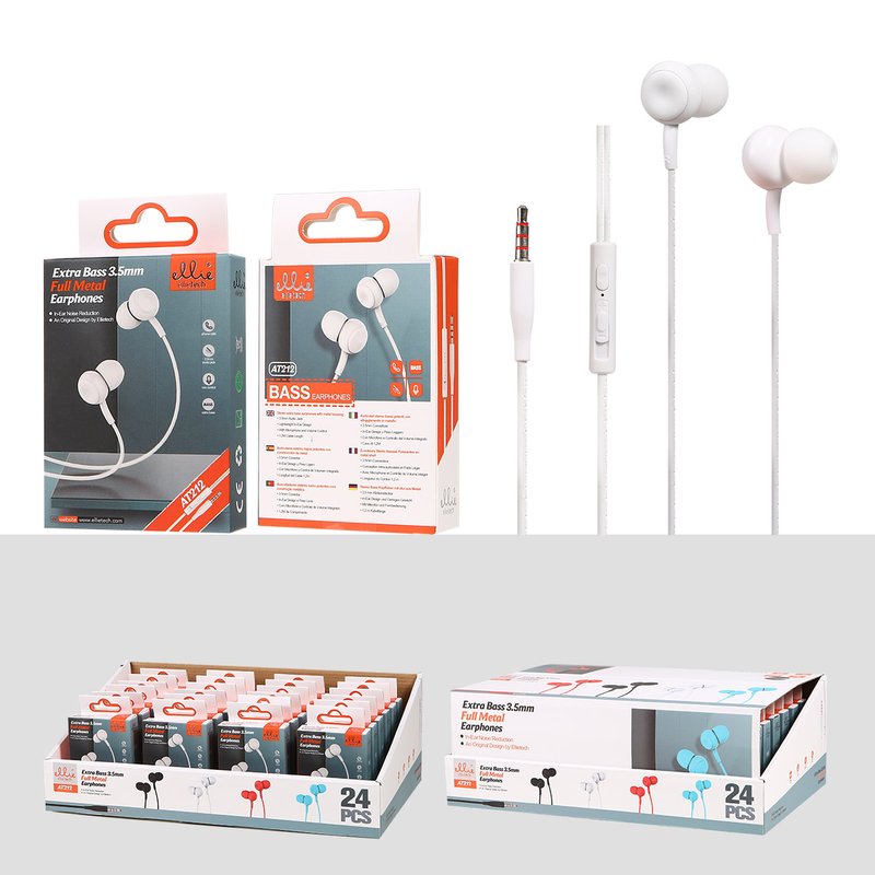 Ellietech AT212 Auriculares con Mic + Vol 24
