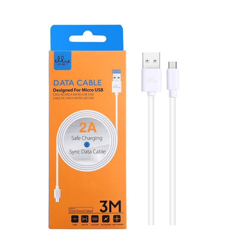 Ellietech CC110 Cable de Dato Micro USB 2A 3M