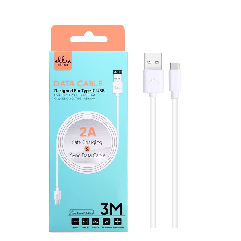 Ellietech CC111 Cable de Carga Tipo C USB 2A 3M