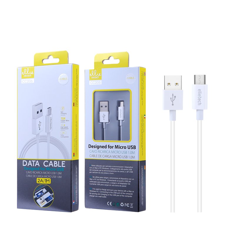 Ellietech CC206 Cable de Dato Micro USB 1M
