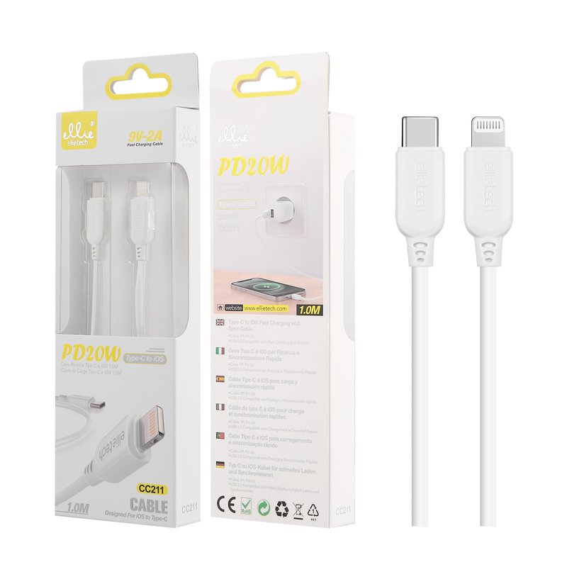 Ellietech CC211 Cable de Dato Tipo C a iOS PD20W 1M