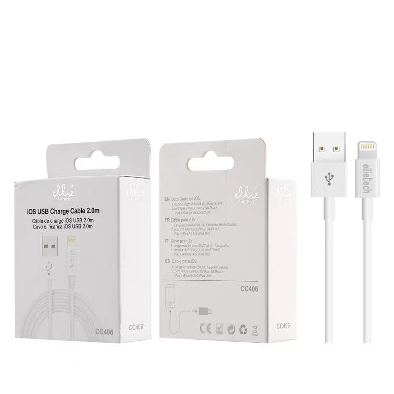 Ellietech CC406 Cable de Dato para iPhone iOS Lightning 2M 2A