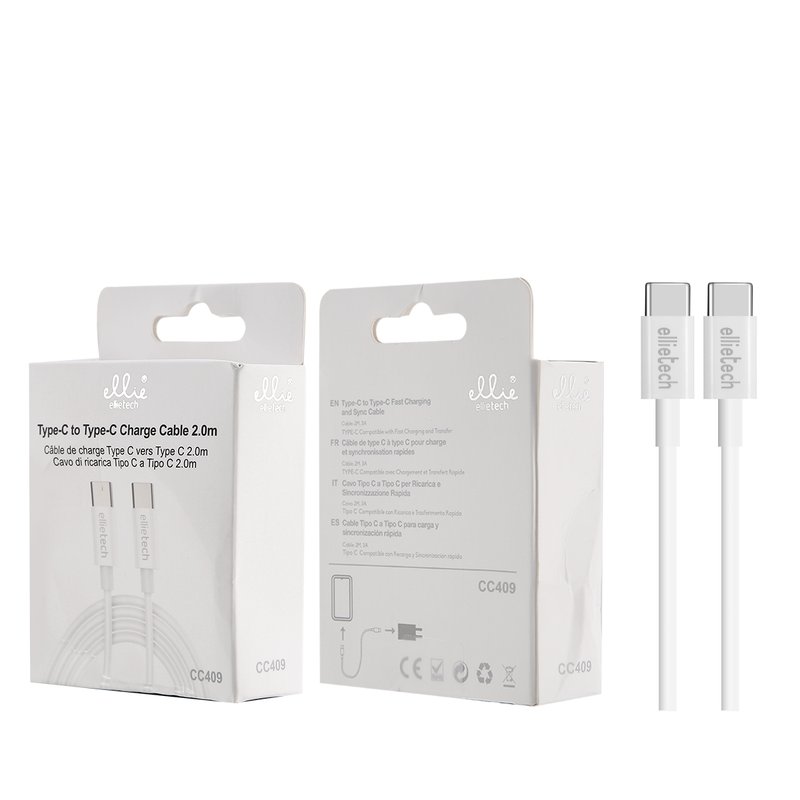 Ellietech CC409 Cable de Dato para Tipo C a Tipo C 2M
