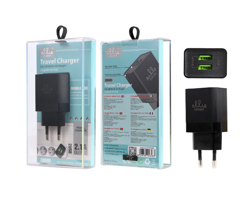 Ellietech CD609 Cargador de Casa 2USB 2.1A