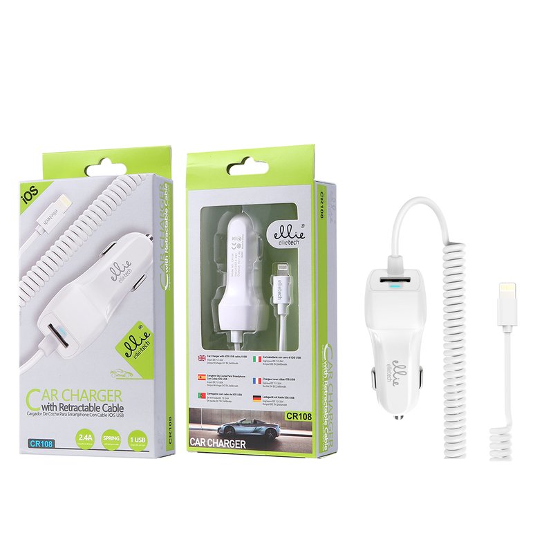 Ellietech CR108 Cargador del Coche para iOS USB 2.4A 1USB