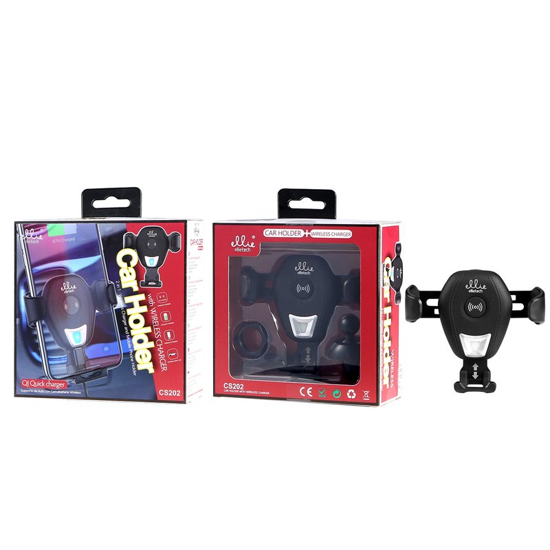 Ellietech CS202 Soporte de Coche para Moviles Con Cargador Inalambrico