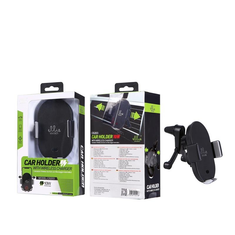 Ellietech CS203 Soporte de Moviles Con Cargador Inalambrico 10W para Coche
