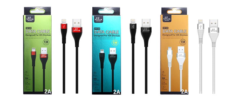 Ellietech CW105 Cable de Dato Lightning para iOS 2A 1M
