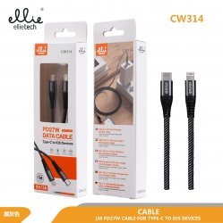Ellietech CW314 Cable de Dato Tipo C a Lightning 3A 1M